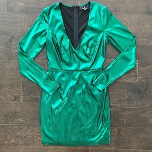 Lulus Bodycon Dress Green Metallic Size XS, NWT